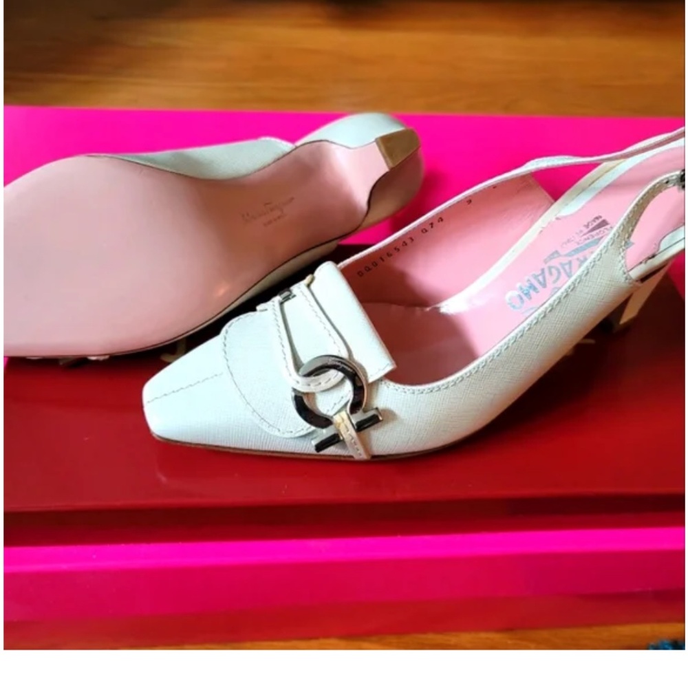 Ferragamo, ivory leather 9,  2-inch heel Salvatore Ferrag